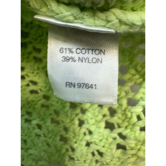J. Jill Womens Open Knit Sweater Medium Green Cotton Blend - Picture 3 of 11